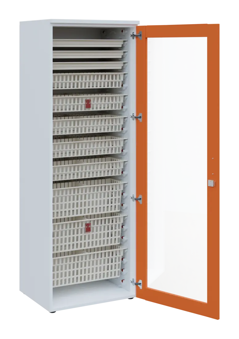 EUROMEDICA S - 66 ABS skříň léková boxová, 1-dveřová/prosklená, pravá, 1950x660x535, korpus bílý, dv